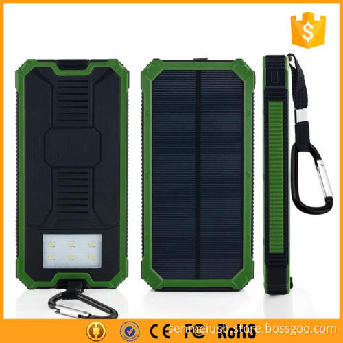 12000 mah solar power bank external battery with metal clip and led light